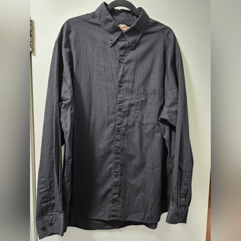 Men's Vintage Harley Davidson Classic Black Button Down Shirt. Size XL.